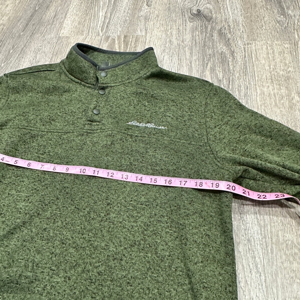 Eddie Bauer Mens Quarter Snap Fleece Pullover Heathered Green Large 50000090 - Picture 4 of 13
